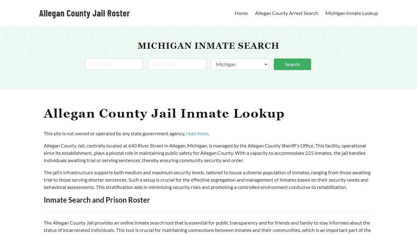 Allegan County Jail Roster Lookup, MI, Inmate Search